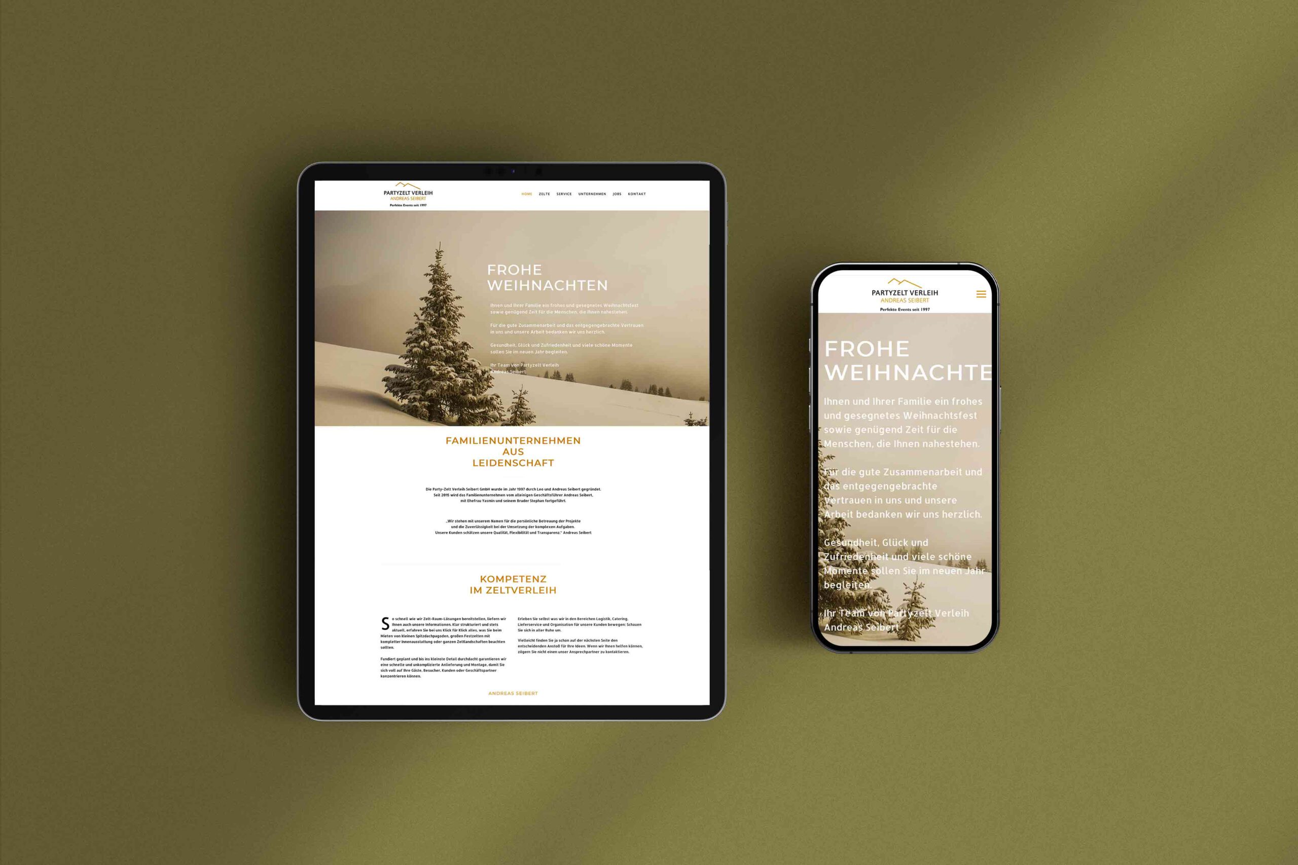Screendesign Webseite Partyzelt Speyer