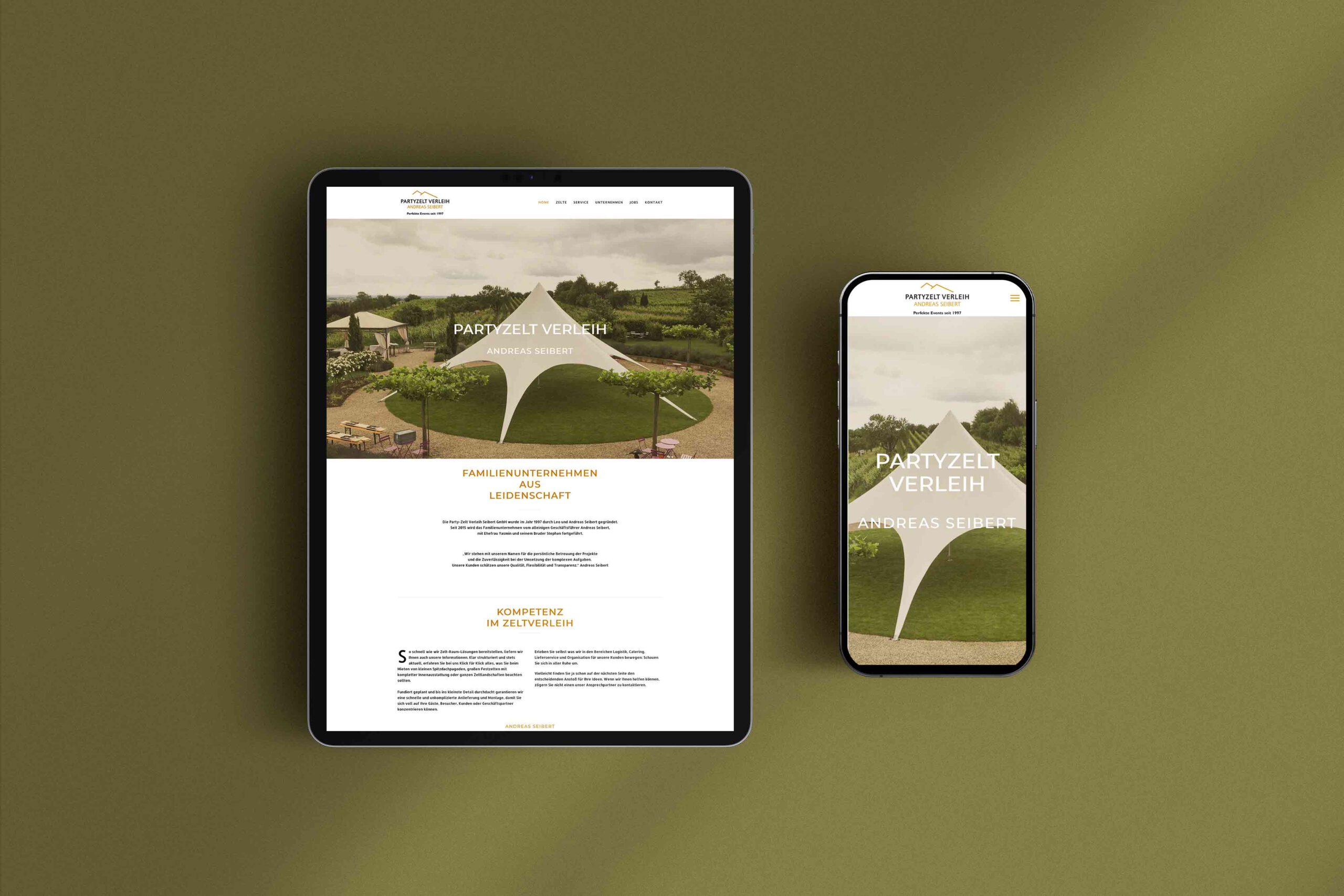 Screendesign Webseite Partyzelt Speyer