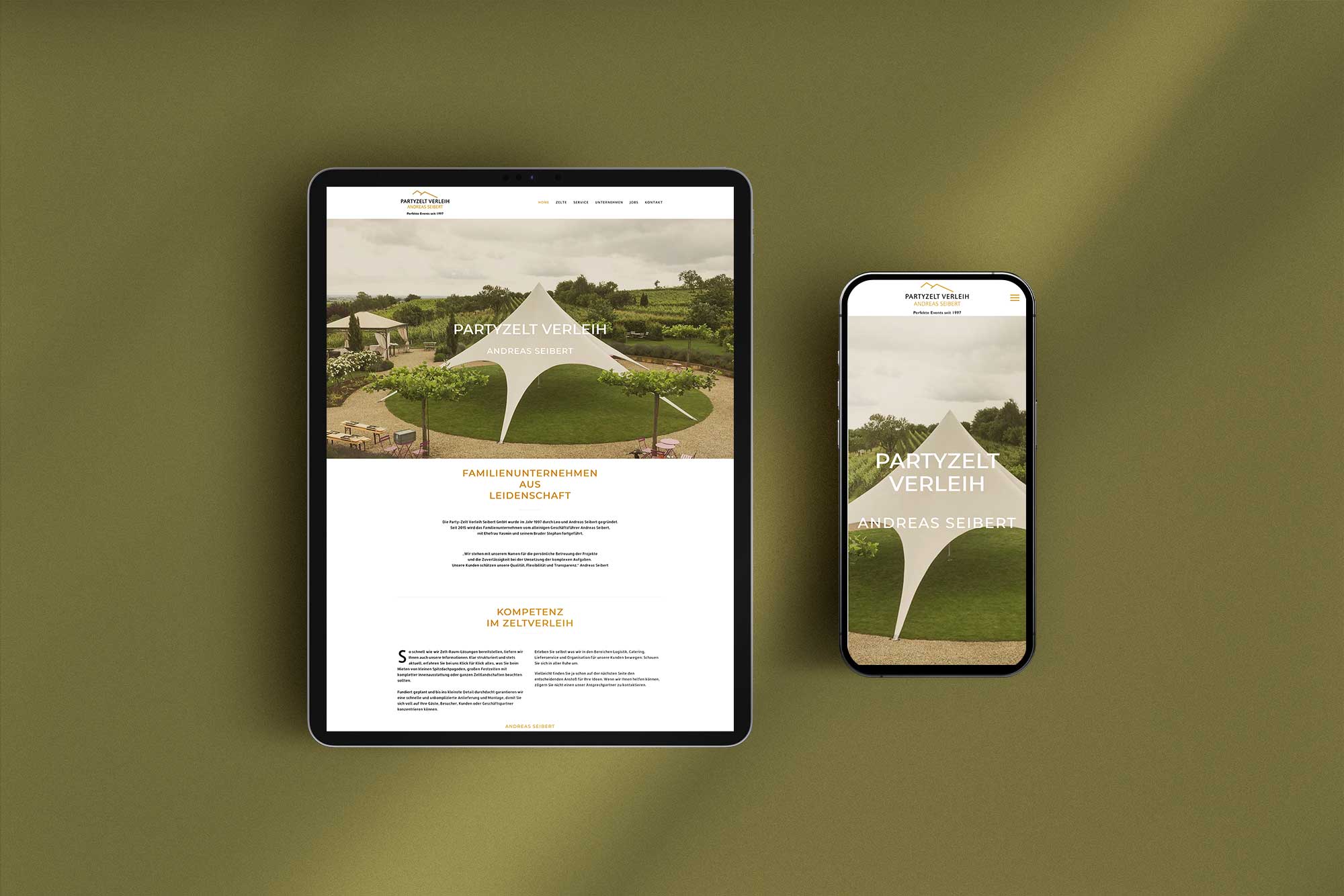 Screendesign Webseite Partyzelt Speyer